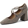 QUEEN HELENA Décolleté Donna a Fascia Incrociata Scarpe Eleganti con Tacco Medio ZM10009 (Khaki, Sistema Taglie Calzature EU, Adulto, Donna, Numero, Media, 38)