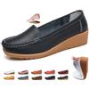 ZPLMIDE Mocassini da donna in pelle, ortopedici con zeppa, mocassini classici senza lacci, scarpe da barca da passeggio, casual, per guida, ufficio, infermieristica, Nero , 43 EU