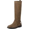 QUEEN HELENA Stivali Alti Classici Donna X33-50 (Khaki, Taglia unica, Sistema Taglie Calzature EU, Adulto, Donna, Numero, Media, 38)