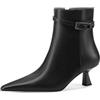 QUEEN HELENA Tronchetti a Punta Stivaletti con Tacco Basso e Zip Laterale Donna K3471 (Nero Pu, Taglia unica, Sistema Taglie Calzature EU, Adulto, Donna, Numero, Media, 39)