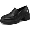 QUEEN HELENA Mocassini con Tacco Largo Francesine Casual Eleganti Donna X33-80 (Nero, Sistema Taglie Calzature EU, Adulto, Donna, Numero, Media, 37)