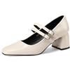 QUEEN HELENA Décolleté a Punta Chiusa Scarpe Basse Eleganti con Cinturino Donna ZM9849 (Beige, Sistema Taglie Calzature EU, Adulto, Donna, Numero, Media, 37)