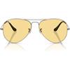 Ray-Ban Aviator Large Metal, Occhiali da sole da uomo, piombo/giallo, 58 mm