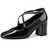 QUEEN HELENA Décolleté a Fascia Incrociata Scarpe con Cinturino Donna ZM9805 (Nero Patent, Sistema Taglie Calzature EU, Adulto, Donna, Numero, Media, 38)