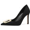 QUEEN HELENA Décolleté con Tacco a Spillo Scarpe Eleganti a Punta Donna K3489 (Nero Camoscio, Sistema Taglie Calzature EU, Adulto, Donna, Numero, Media, 38)