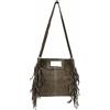 J26 Borsa con manici in pelle scamosciata con frange shopper in camoscio made in Italy borsa a spalla in pelle grezza in due varianti, 26x22x4 cm