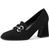 QUEEN HELENA Mocassini con Tacco Medio Francesine Casual Eleganti Donna ZM9818 (Nero, Sistema Taglie Calzature EU, Adulto, Donna, Numero, Media, 37)