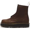 Dr. Martens Stivali da combattimento senza lacci Zebzag unisex per adulti, Marrone scuro, 9 Women/8 Men