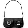 Michael Kors Zoe Small Convertible Pouchette, Borsa a Mano Donna, Parti in Metallo Argentato/Nero, Taglia Unica