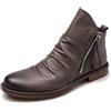DJFOG Stivali Medi da Uomo Stivaletti con Cerniera Laterale Scarpe Eleganti Formali con Tacco in Pelle Scarpe Classiche,Grigio,42 EU