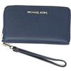 Michael Kors Jet Set Travel Large Flat Multifunction Phone Case Wristlet Pebble Leather