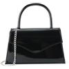 Milisente Pochette per le donne eleganti borse da sera di nozze pochette in finta vernice con manico superiore, Pelle sintetica nera