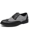Ninepointninetynine Scarpe Oxford da Uomo Stringate Punta a Punta Brogue Punta dell'ala in Rilievo Patchwork Bicolore Tacco Largo Antiscivolo Antiscivolo Business(Color:Nero,Size:42 EU)