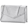 VASCHY Pochette Donna Elegante in Pelle, Clutch e Borsetta Con Tracolla per Matrimonio e Festa - Argento