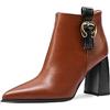 QUEEN HELENA Tronchetti con Tacco Stivaletti a Punta Donna K3228 (Marrone, Sistema Taglie Calzature EU, Adulto, Donna, Numero, Media, 37)