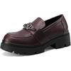 QUEEN HELENA Mocassini con Tacco Classici Francesine con Fibbia Casual Eleganti Donna X31-65 (Bordeaux, Sistema Taglie Calzature EU, Adulto, Donna, Numero, Media, 38)