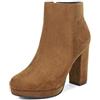 QUEEN HELENA Tronchetti con Plateau Stivaletti con Tacco Stivali Bassi Casual Donna ZM9210 (Camel, Sistema Taglie Calzature EU, Adulto, Donna, Numero, Media, 38)