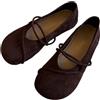 ZPLMIDE Mary Jane Flat, scarpe ortopediche in pelle scamosciata, con punta arrotondata, classiche, scarpe Mary Jane, scarpe casual da lavoro, Caff, 0 UK Wide