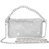 Auliuse Borsa a tracolla da donna con strass, pochette da sera con brillantini, borsa a tracolla con strass scintillanti, borse a tracolla da donna per matrimoni, banchetti e feste, Argento, 23*13*2cm