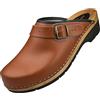 APREGGIO Zoccoli in Legno da Uomo - Scarpe in Legno in Pelle - Pratici Zoccoli da Giardino - Clogs ergonomici in Pelle da Uomo