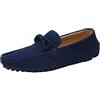 ANUFER Uomo Elegante Pelle Scamosciata Piatto Mocassini Conforto Scarpe da Guida Pantofole in Mocassino Blu Navy SN070280 EU43