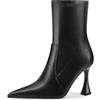 QUEEN HELENA Tronchetti a Punta Stivaletti con Tacco con Zip Laterale Donna K3413 (Nero Pu, Sistema Taglie Calzature EU, Adulto, Donna, Numero, Media, 36)