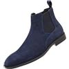 ANUFER Uomo Vacchetta Pelle in Camoscio Scarpe Chelsea Punta Quadrata Slip On Vestito Stivaletti alla Caviglia Blu Navy SN0711231 EU40
