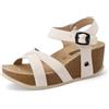 QUEEN HELENA Zeppe a Fascia Incrociata con Cinturino Donna X32-211 (Beige, Sistema Taglie Calzature EU, Adulto, Donna, Numero, Media, 40)