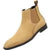 ANUFER Uomo Vacchetta Pelle in Camoscio Scarpe Chelsea Punta Quadrata Slip On Vestito Stivaletti alla Caviglia