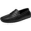 ANUFER Uomo Classico Mocassini Penny Piatto Crosta di Pelle Scivolare su Scarpe da Guida Nero SN070440 EU40