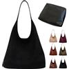ZPLMIDE Borsa tote in finta pelle scamosciata da donna, grande capacità, borsa a tracolla con cerniera, stile vintage, per viaggi, lavoro e università, Nero , 2