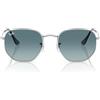 Ray-Ban Occhiali da sole unisex Rb3548n con lenti piatte esagonali, Argento/Blu Gradiente Grigio, 51 mm