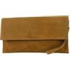 modamoda de T151/M151 - Borsetta italiana tipo pochette, in pelle scamosciata o pelle dall'effetto metallizzato, Marrone (marrone chiaro), Small