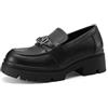 QUEEN HELENA Mocassini con Tacco Classici Francesine con Fibbia Casual Eleganti Donna X31-65 (Nero, Sistema Taglie Calzature EU, Adulto, Donna, Numero, Media, 36)