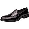 ANUFER Uomo Lucido Ecopelle Verniciata Penny Mocassini Slip-On Formale Scarpe Eleganti Nero SN0705166 EU45