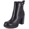 QUEEN HELENA Tronchetti di Pelle con Tacco Alto Stivaletti con Plateau Donna QH23-S407 (Nero, Sistema Taglie Calzature EU, Adulto, Numero, Media, 40)