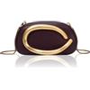 XUDREZ Pochette da donna con catena, in pelle PU, borsa da sera per feste, matrimoni, borse a tracolla con manico in metallo, Marrone, Taglia unica