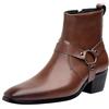 ANUFER Uomo 5cm Tacco a Blocco Cerniera Laterale Stivaletti Caffè EU45.5