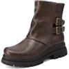 QUEEN HELENA Stivaletti Biker Stivali Bassi con Doppia Fibbia Donna X33-96 (Marrone, Taglia unica, Sistema Taglie Calzature EU, Adulto, Donna, Numero, Media, 39)