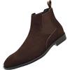 ANUFER Uomo Vacchetta Pelle in Camoscio Scarpe Chelsea Punta Quadrata Slip On Vestito Stivaletti alla Caviglia