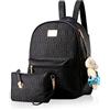 NICOLE & DORIS NICOLE&DORIS Zaino per donna Moda Zaino Antifurto Daypack Borse donna 2 pezzi Zaino per ragazza Set Nero