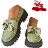ZPLMIDE Mocassini da donna carini con fiocco e plateau, mocassini ortopedici con plateau, comodi, per lavoro e ufficio, C verde, 39 EU