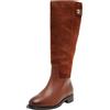 Tommy Hilfiger Stivali lunghi da donna Th Stud in pelle Mix Fw0fw08341High Boots, Marrone Cognac Marrone, 36 EU