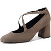 QUEEN HELENA Décolleté a Fascia Incrociata Scarpe con Cinturino Donna ZM9805 (Khaki, Sistema Taglie Calzature EU, Adulto, Donna, Numero, Media, 38)