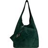 Modarno Borsa a tracolla da donna in pelle scamosciata pochette, borsa a tracolla, shopper, da donna, in vera pelle