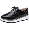 ANUFER Donna Allacciare Brogues Scarpe da Allenamento Casuale Piattaforma Creepers Nero Vernice SN02887 EU38.5