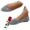 POIOZXD Scarpe basse da donna con paillettes, con strass, a punta, comode, senza lacci, eleganti, con tacco basso, per lavoro, matrimonio, balletto