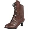 SOOUICKER Stivaletti da donna con lacci, stile gotico steampunk, da donna, con tacco