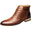 ANUFER Uomo Pelle Vera Lacci Cerniera Laterale Stivali Corti | Punta Cappuccio, Alto Gambale, Scarpe Formali Eleganti, Taglia Europea Standard