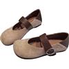 ZPLMIDE Mary Jane - Ballerine piatte ortopediche in camoscio con punta rotonda, da donna, B cachi., 0 UK Wide